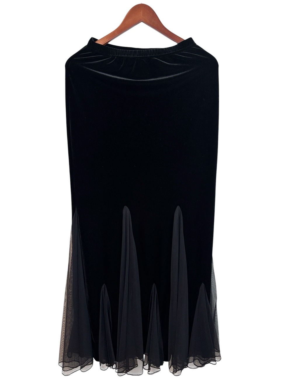 Xscape Black Velvet Evening Maxi Pull On Skirt S